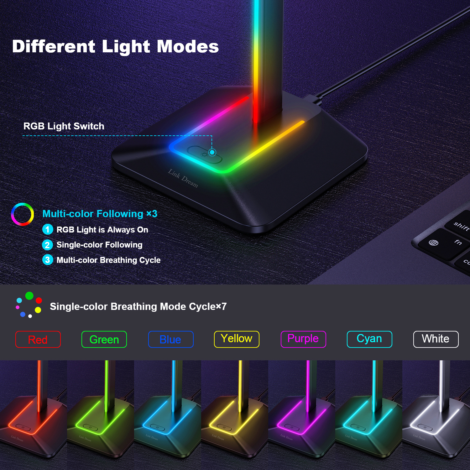 New Bee Z8 RGB Headphones Stan - مراجعة Headphone Stand Desk وسعره
