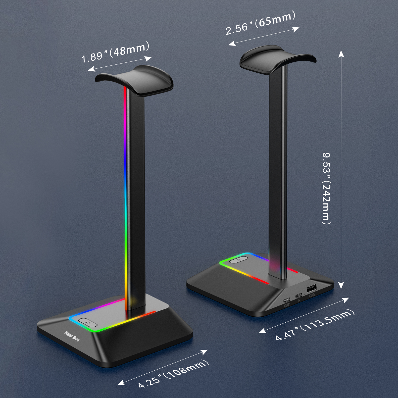 New Bee Z8 RGB Headphones Stan - مراجعة Headphone Stand Desk وسعره