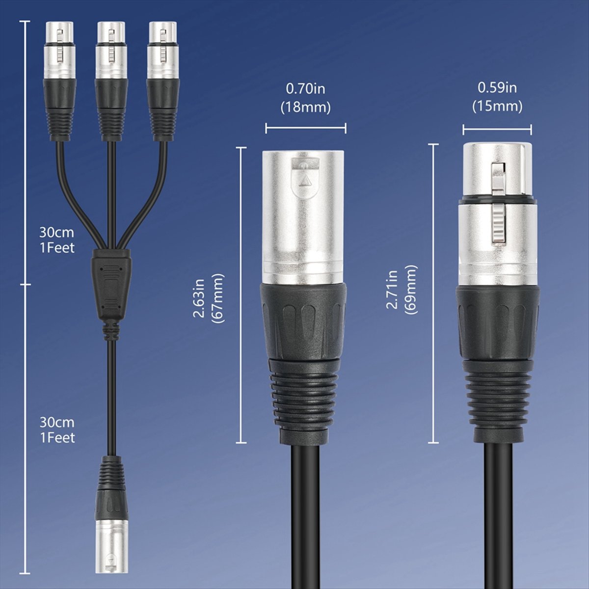 (PQWN) 3Pin XLR Male to 3 Fema - مراجعة Audio Splitter Y وسعره