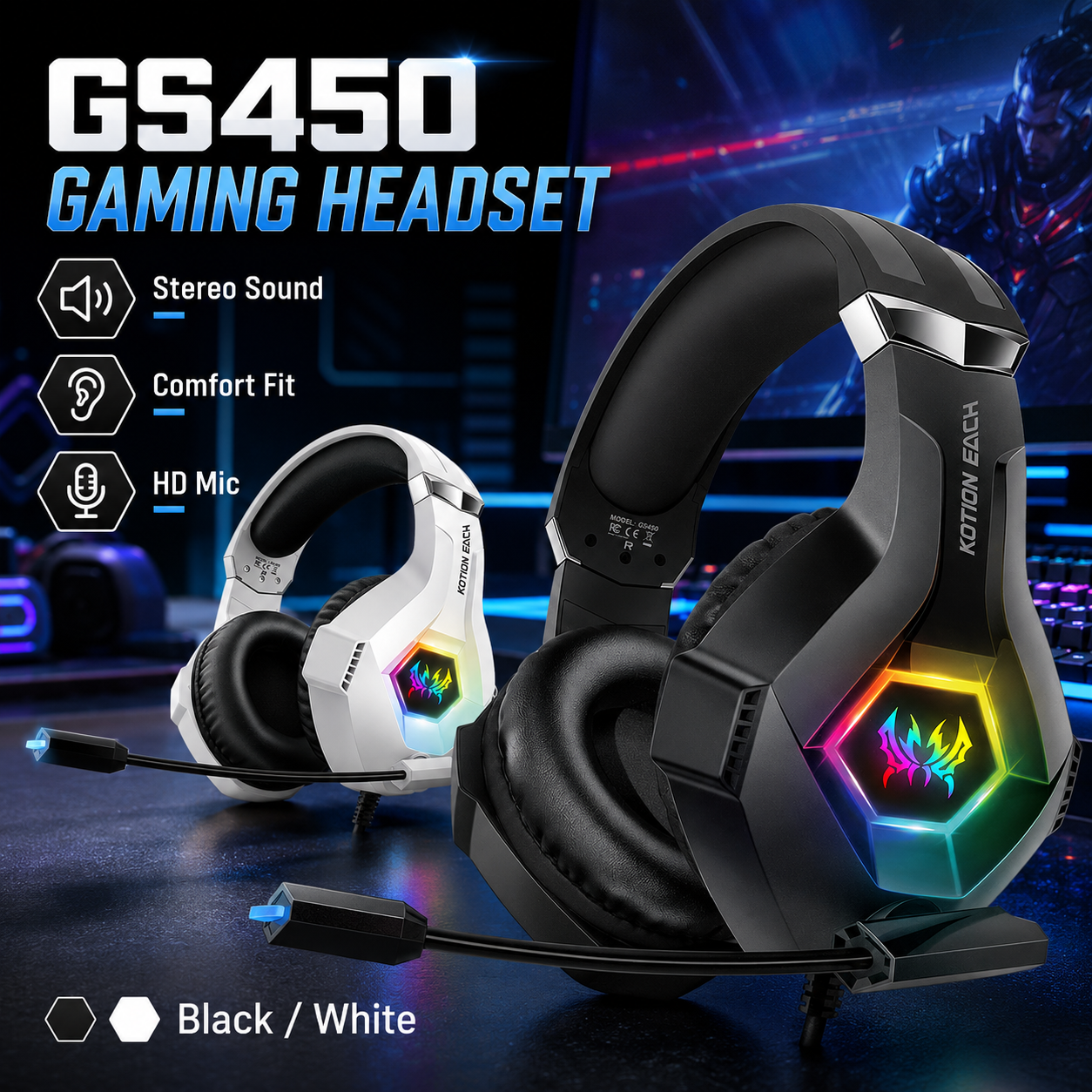 GS450 Wired Gaming Headset RGB - مراجعة Gaming Headset Rgb وسعره
