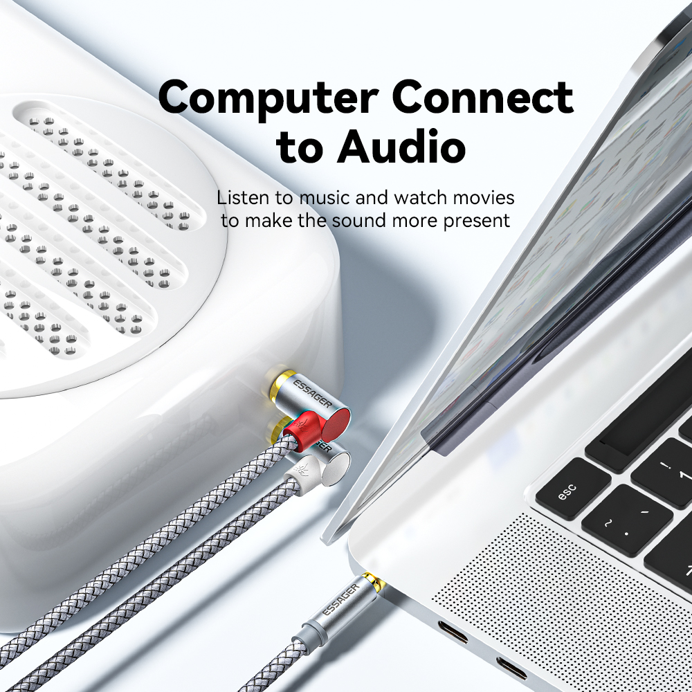 Essager 90 ° Angle RCA Audio S - مراجعة Audio Splitter Y وسعره