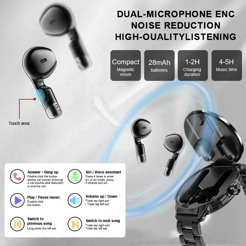 New Men's 2 In 1 Headset Smart - مراجعة Earbuds Charging Case وسعره