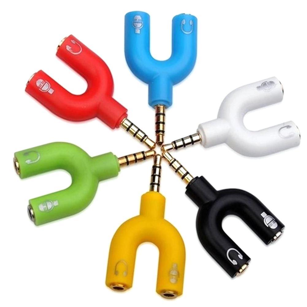 1PC Dual 3.5MM U Type Adapter  - مراجعة Earphone Splitter Jack وسعره