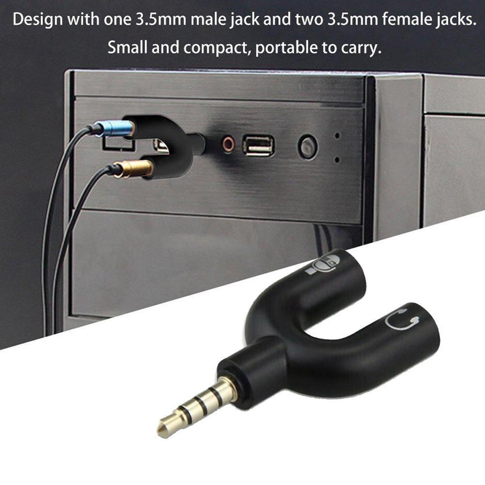 1PC Dual 3.5MM U Type Adapter  - مراجعة Earphone Splitter Jack وسعره