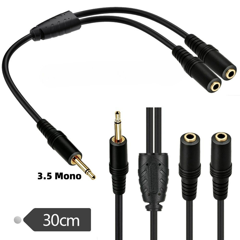 3.5mm TS Mono Male To Dual 3.5 - مراجعة Earphone Splitter Jack وسعره