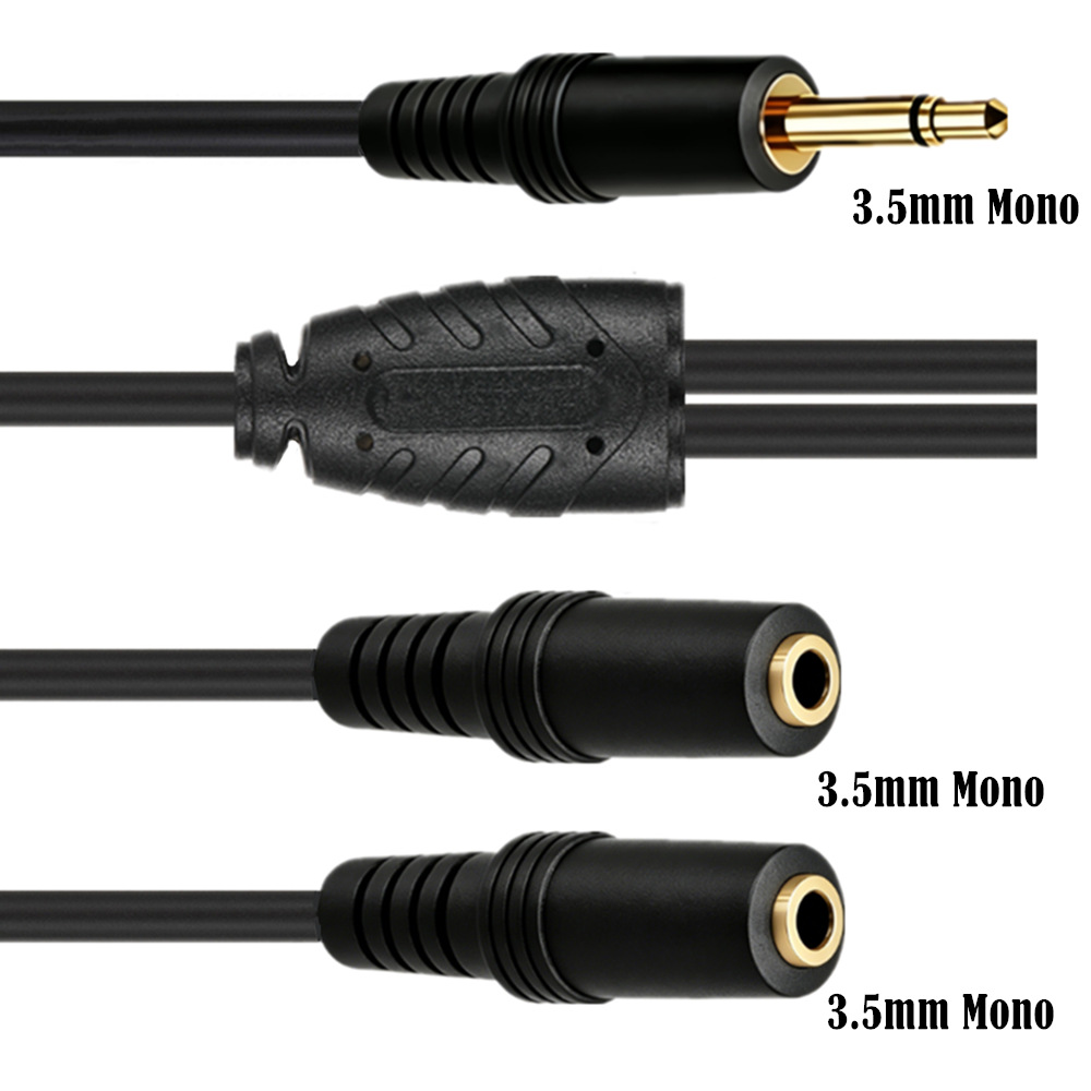3.5mm TS Mono Male To Dual 3.5 - مراجعة Earphone Splitter Jack وسعره