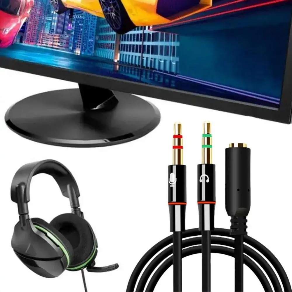 3.5mm Headphone Microphone Aud - مراجعة Audio Splitter Y وسعره