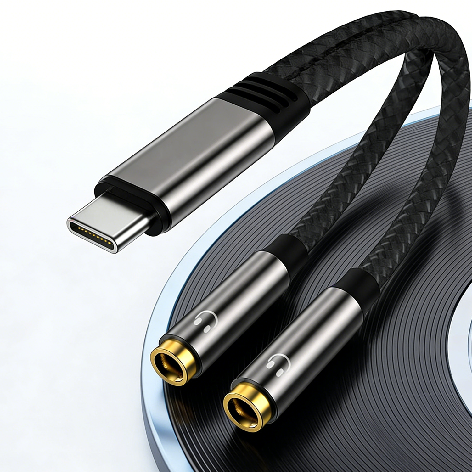 USB C To Dual 3.5mm Female Hea - مراجعة Earphone Splitter Jack وسعره