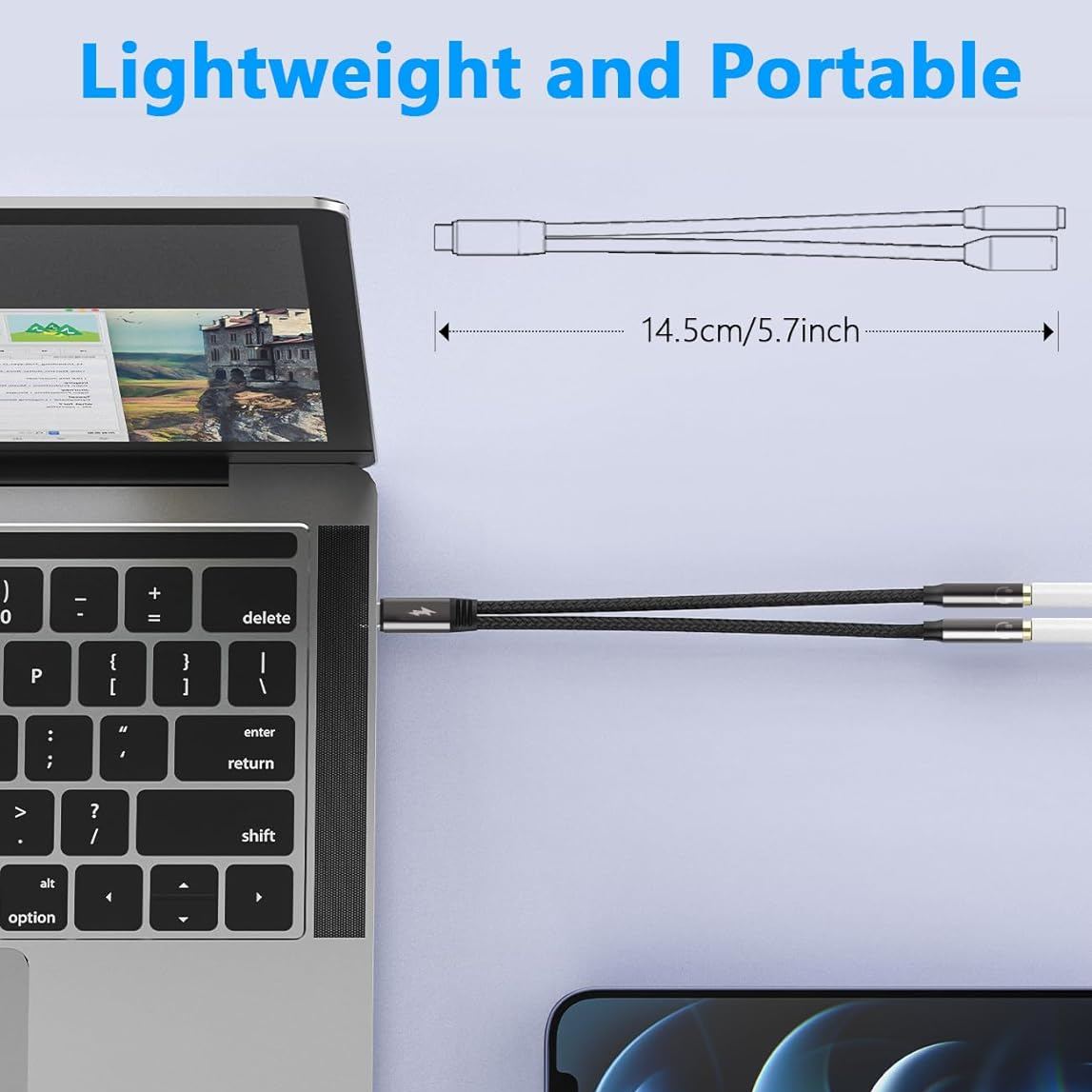USB C To Dual 3.5mm Female Hea - مراجعة Earphone Splitter Jack وسعره