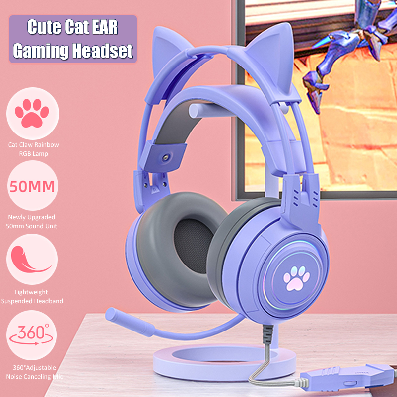 Cute Cat Ear Gaming Headphones - مراجعة Gaming Headset Rgb وسعره
