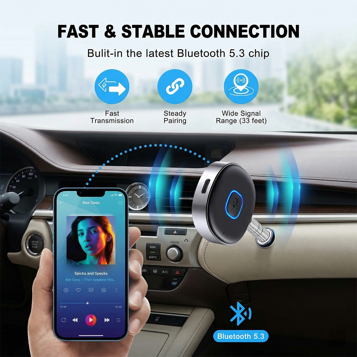 Car Bluetooth AUX Adapter, Min - مراجعة Bluetooth Adapter Receiver وسعره