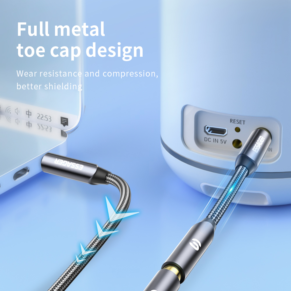 ESSAGER Headphone Extension Ca - مراجعة Earphone Splitter Jack وسعره