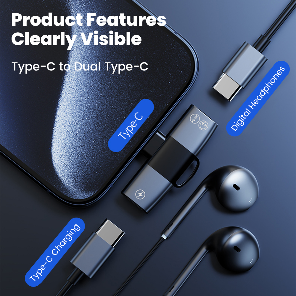 2 in 1 Type C Audio Adapter US - مراجعة Earphone Splitter Jack وسعره