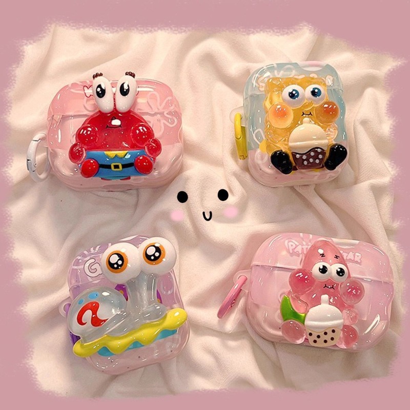 Cute SpongeBob 3D Protective C - مراجعة Earbuds Charging Case وسعره