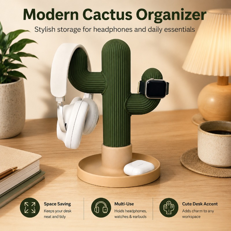 Minimalist Cactus Headset Stan - مراجعة Headphone Stand Desk وسعره