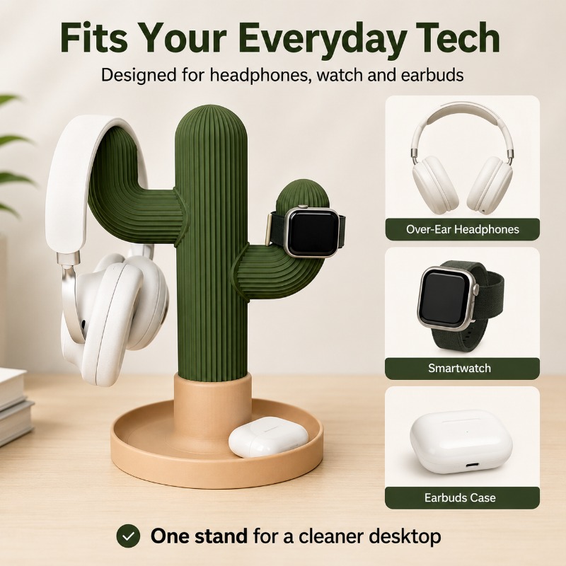 Minimalist Cactus Headset Stan - مراجعة Headphone Stand Desk وسعره