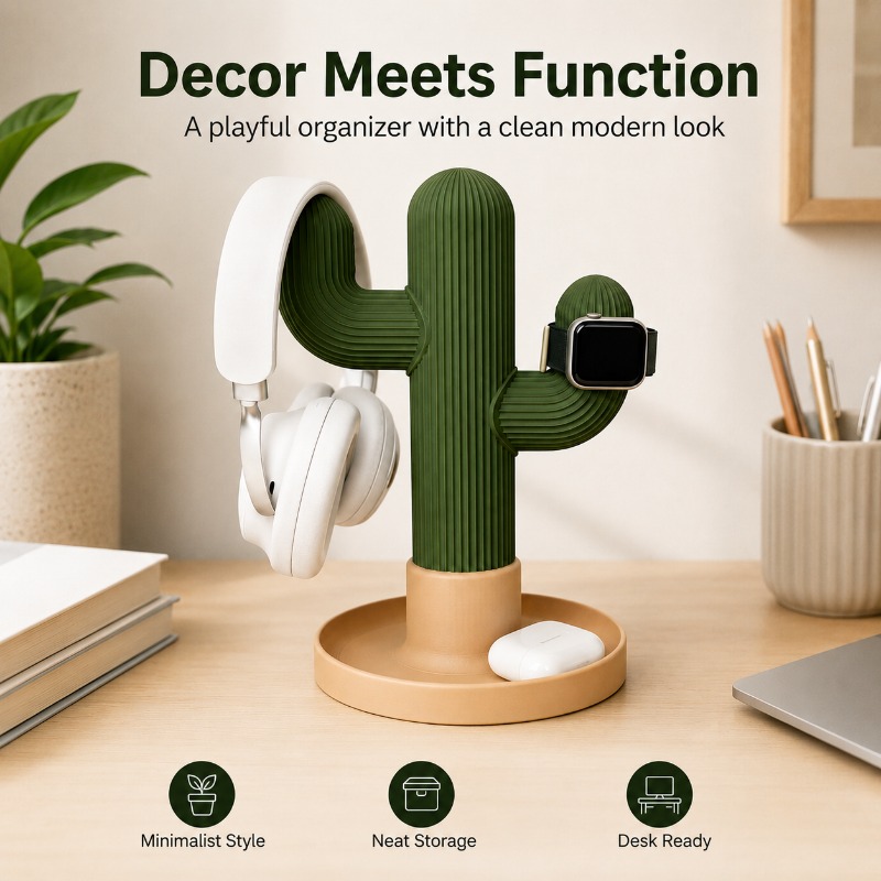 Minimalist Cactus Headset Stan - مراجعة Headphone Stand Desk وسعره